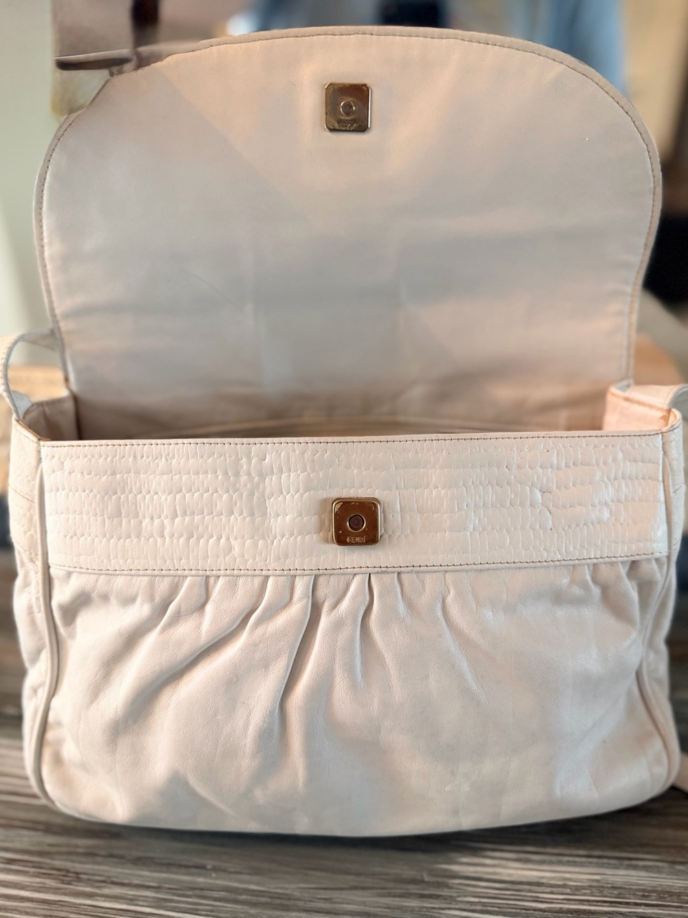 FENDI Chef FF Zucca Leather Ruched Textured Shoulder or Crossbody Bag w Dust-bag - Picture 12 of 16